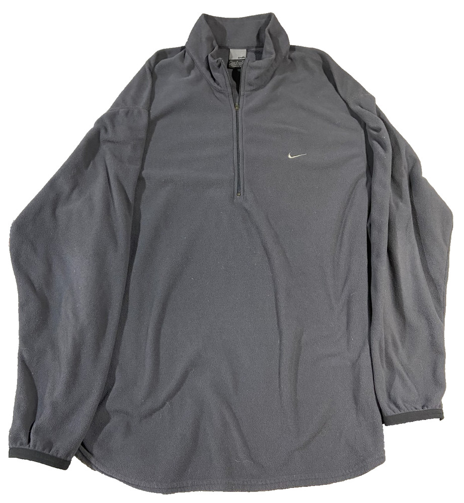 Nike Sweater Mens Large Gray 1/4 Zip Long Sleeve Pullover Therma Fit Swoosh Poly