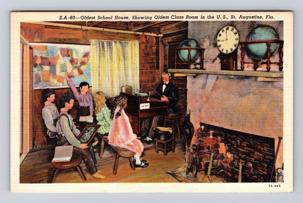St Augustine FL-Florida, Oldest School House, Oldest Classroom, Vintage Postcard