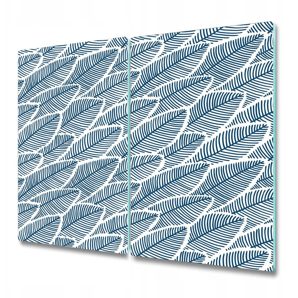 Glass Chopping Cutting Board Worktop Saver Elegant blue leaves Floral art