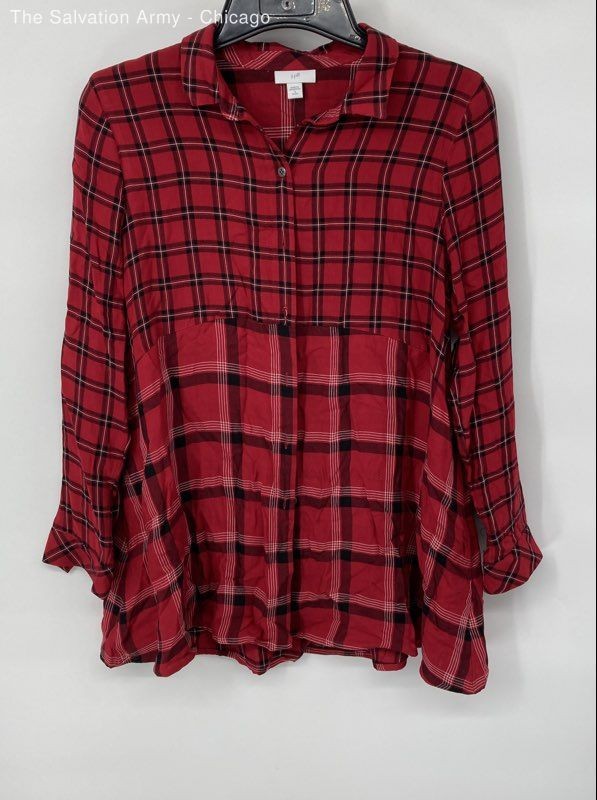J.Jill Womens Multicolor Plaid Long Sleeve Button-Up Shirt Size Small