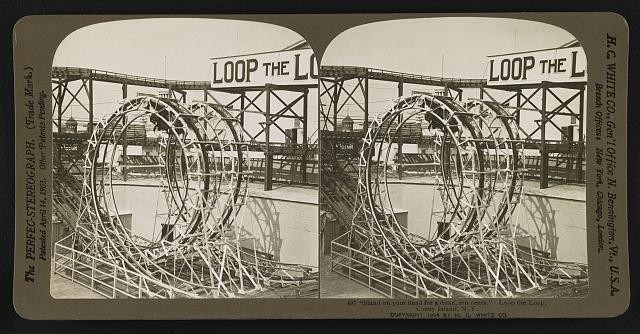 Coney Island NY 1904 Loop the Loop Roller Coaster H C White Stereo Print