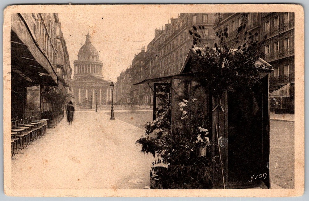 Antique Postcard Rue Soufflot Pantheon Dome Paris, Fr 1920s