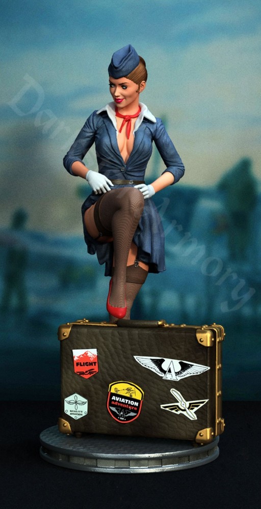 Stewardess Pin Up NSFW | SFW Resin Female Figure 1/6 1/12 1/18 1/24 scale EX3D