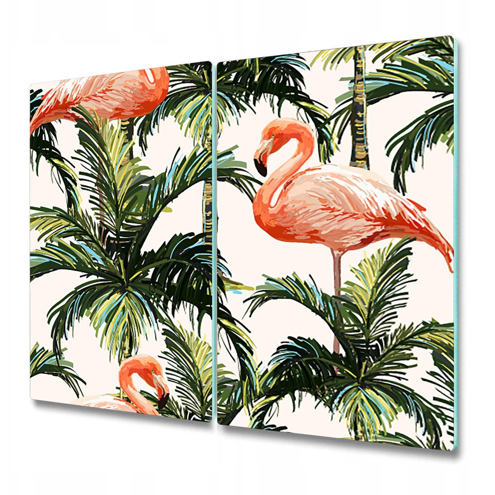 Glass Kitchen Chopping Board Tropical Flamingo and Flamingo Tropical Print