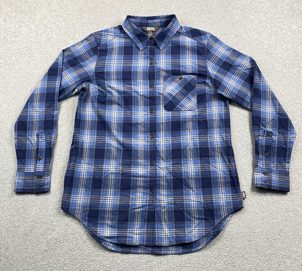 Outdoor Research Shirt Womens Medium Kulshan Flannel Tunic Button Up Plaid Blue