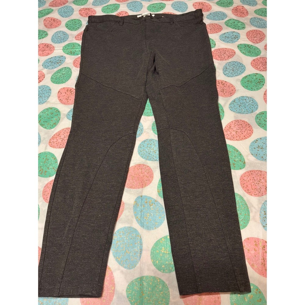 LC Lauren Conrad Womens 16L Charcoal Gray Moto Leggings Stretch Knit Pants Long