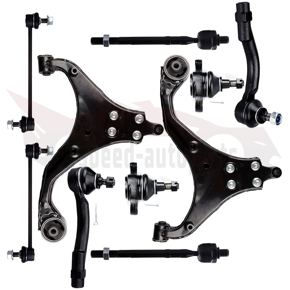 10pcs Front Suspension Kit Control Arms Tie Rods Sway Bars for 2005-09 Hyundai Tucson Kia Sportage