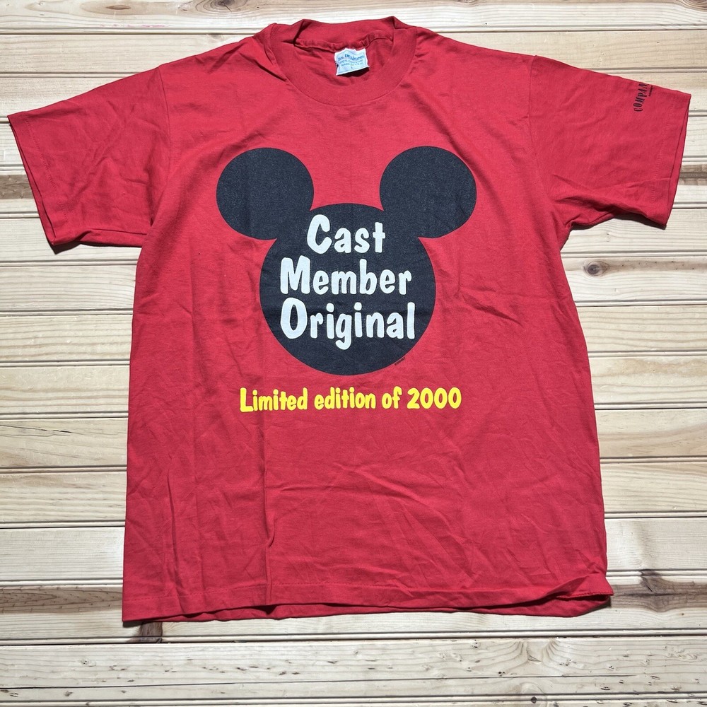 Vintage Y2K Original Disney Cast Member Mickey Mouse Mens XL Red Promo USA Made