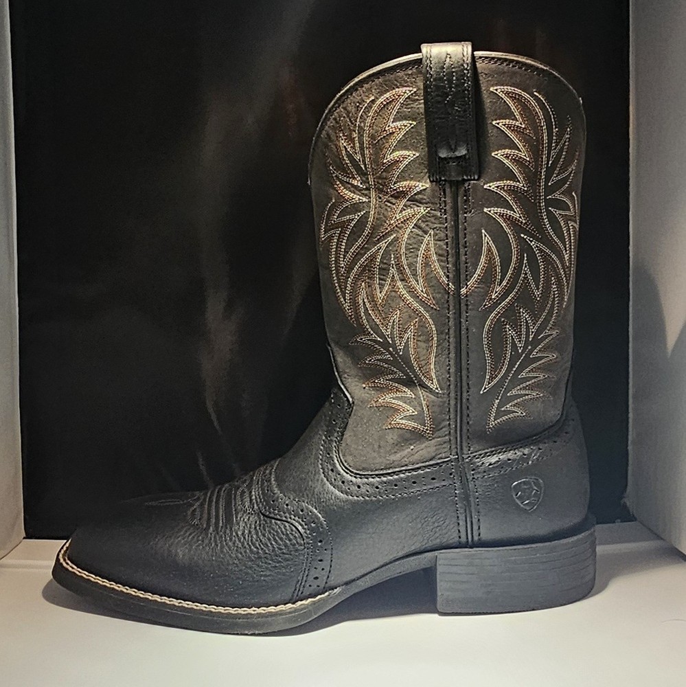 Ariat Mens Black Sport Square Toe Western Boot Size 9.5 D 10016292