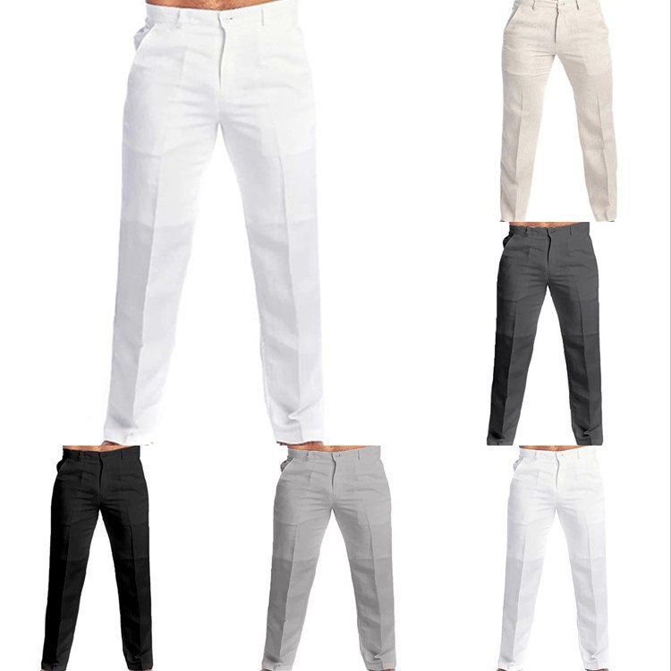 Men Spring and Summer New Fashionable Linen Loose Casual Sport Trousers
