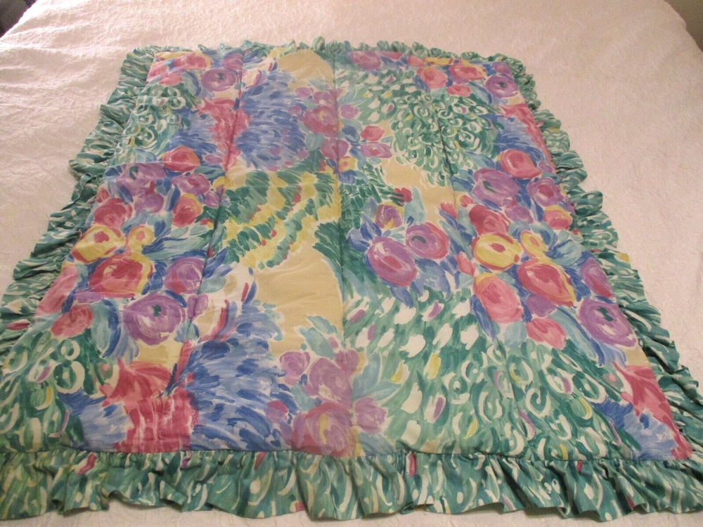 Monet-Inspired Abstract Floral Ruffled Baby Crib Comforter Blanket-image