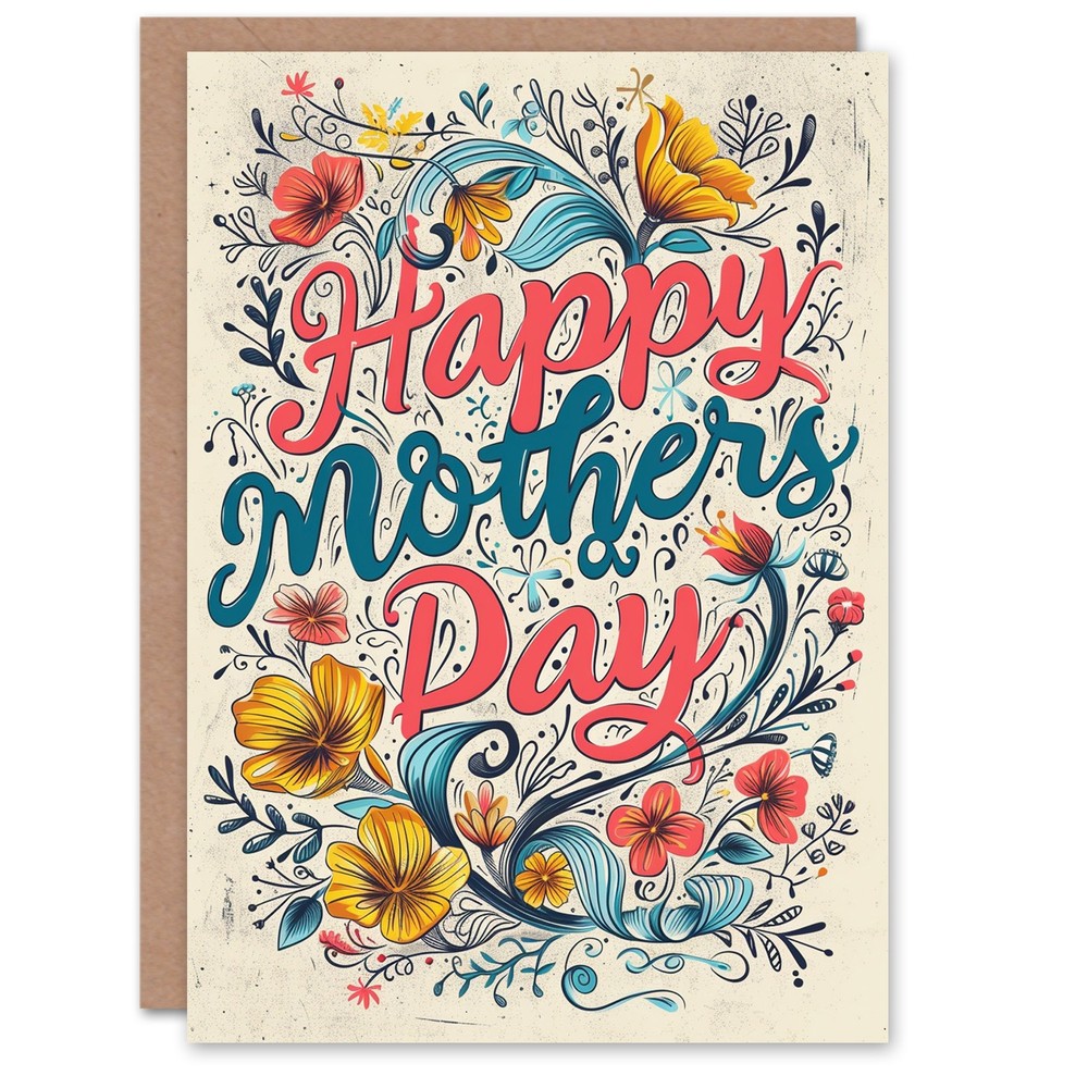Mother's Day Greeting Card Elegant Floral Design Typography For Mum