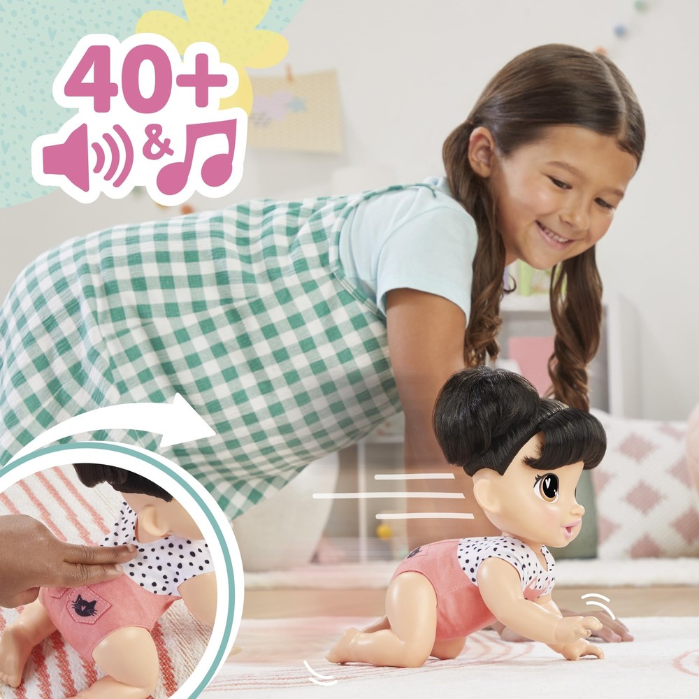 Baby Alive Crawl 'n Play Katie Kat Electronic Crawling Baby Doll Set, Black Kids