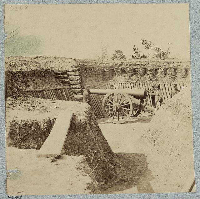 James River Virginia Dutch Gap Canal Water Battery Civil War 1860s Cannon