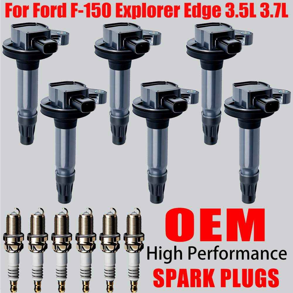 6X OEM Ignition Coil & Iridium Spark Plug For Ford F-150 Explorer 3.5 3.7L UF553