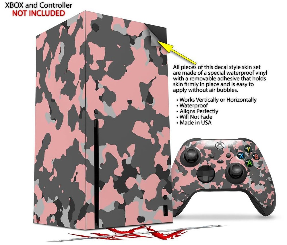Skin Set for XBOX Series X WraptorCamo Old School Camouflage Camo Pink