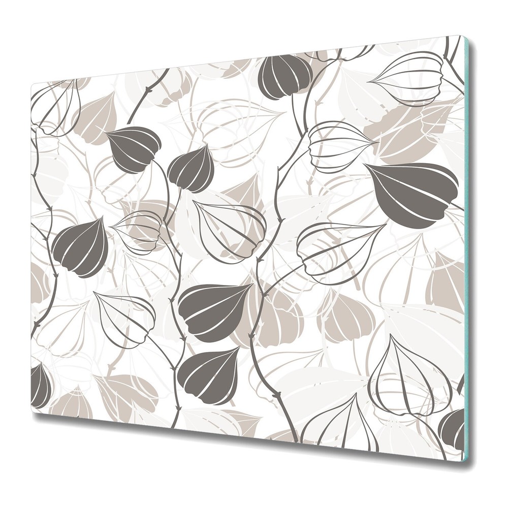 Tempered Glass Chopping Board Branches physalis grey and white 60x52