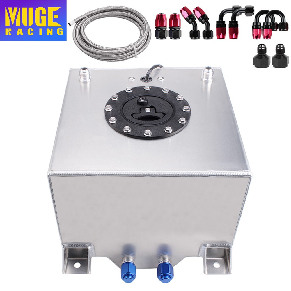 5 Gallon 20L Aluminum Fuel Cell Gas Tank+Cap+Level Sender+Nylon Fuel Line Kit