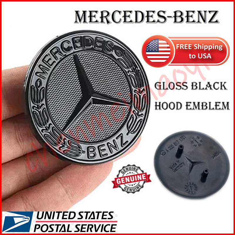 NEGRO BRILLANTE BASE NEGRA MERCEDES BENZ corona de laurel CLK CLS ML EMBLEMA INSIGNIA GL