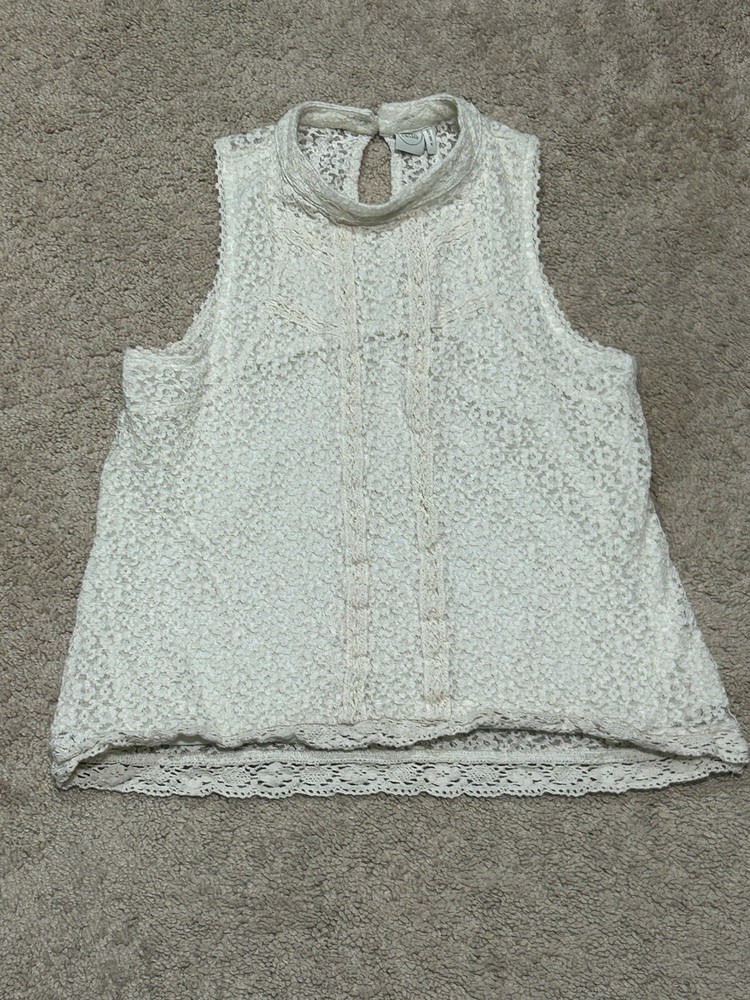 Paper Crane Womens Shirt Size Medium Ivory Lace Halter Classic Dressy