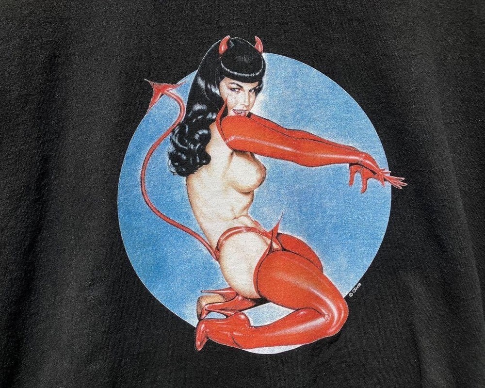 90s Bettie Page Vintage Black Cotton All size S-345XL Unisex T-Shirt HRN54