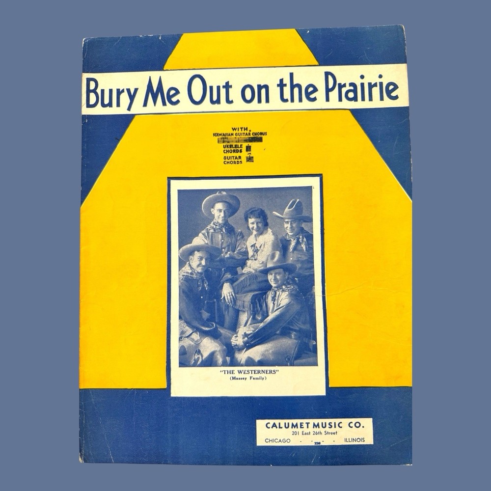 Bury Me Out On The Prairie Sheet  Music Cowboy Song Hawaiian Guitar Western 1933