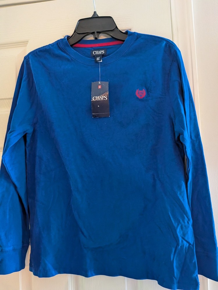 Boys Chaps Long Sleeve T Shirt Large(14-16) Blue Casual Preppy New With Tags $36