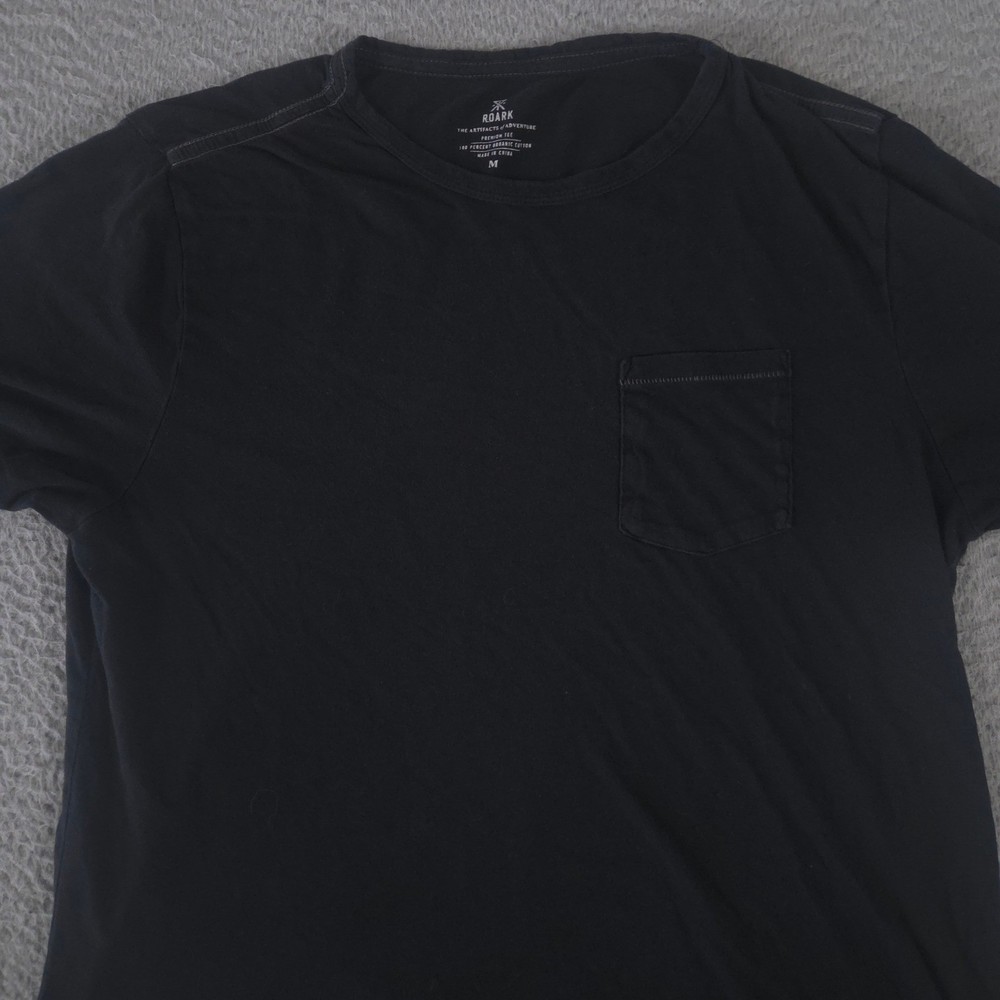 Roark Shirt Mens Medium Black Premium Tee 100% Organic Cotton Chest Pocket Tee