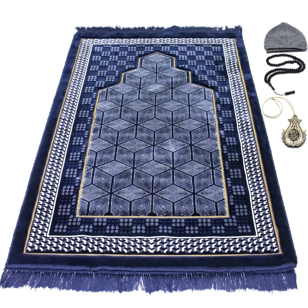 Modefa Turkish Islamic Velvet Prayer Rug - Thick Wide Soft Praying Carpet for...