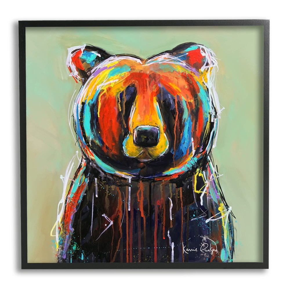 Abstract Urban Bear Graffiti Framed Giclee Art, Design by Karrie Evenson-image