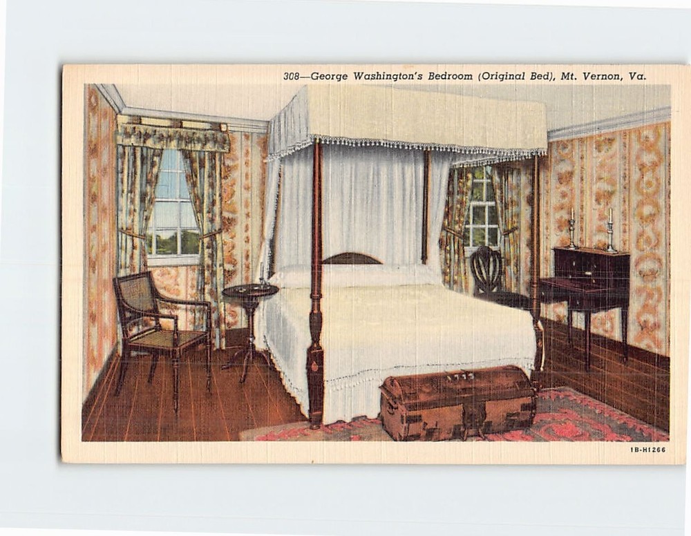 Postcard George Washingtons Bedroom Mount Vernon Virginia USA