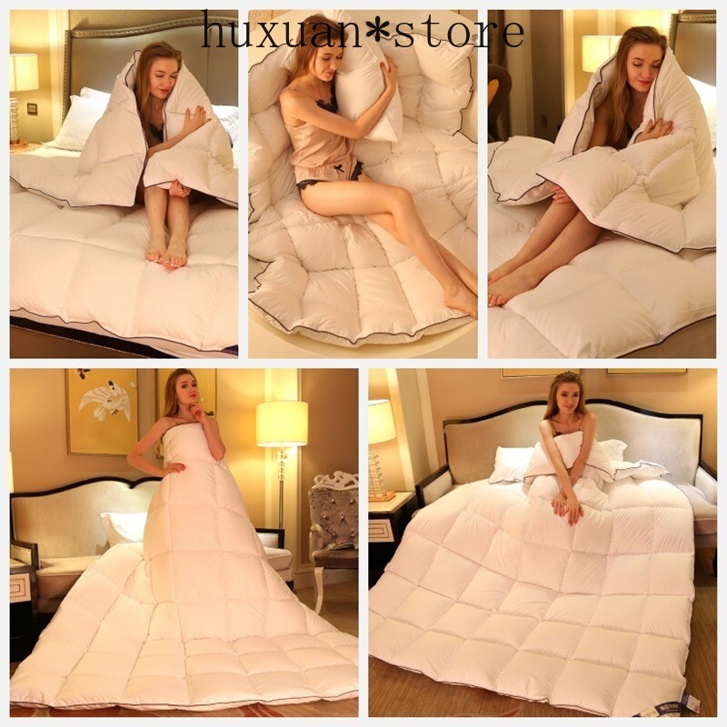 Luxury 100% White Goose Down Comforter - Thick Winter Duvet with Cotton Filling