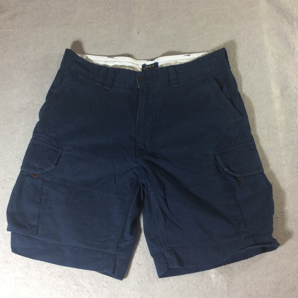 Polo Ralph Lauren Cargo Shorts Men's Sz 36 Blue 10 in Inseam Pockets Preppy EUC