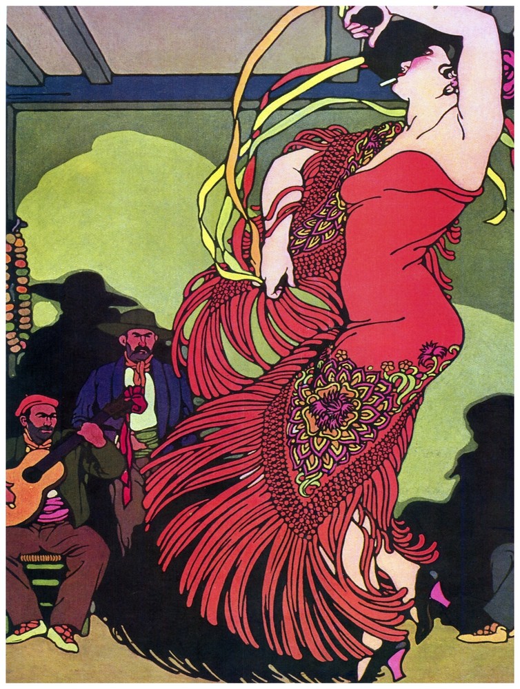5562.Lady dancing flamenco by herself  in bar.POSTER.Decoration.Spain dance