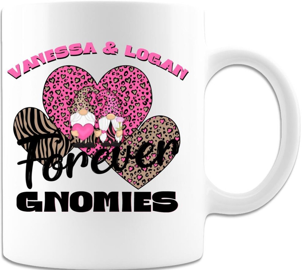 Valentines Day Gift Mug - Gnomies Forever Personalized Couples Coffee Cup
