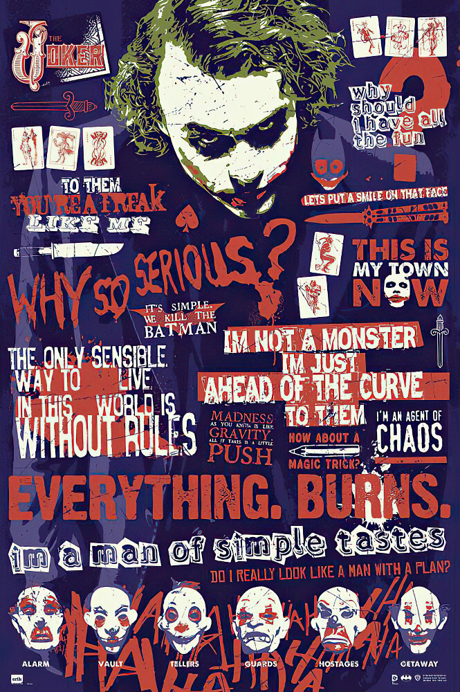 Batman: The Dark Knight - Movie Poster (Joker - Infographic - Quotes) (24 x 36