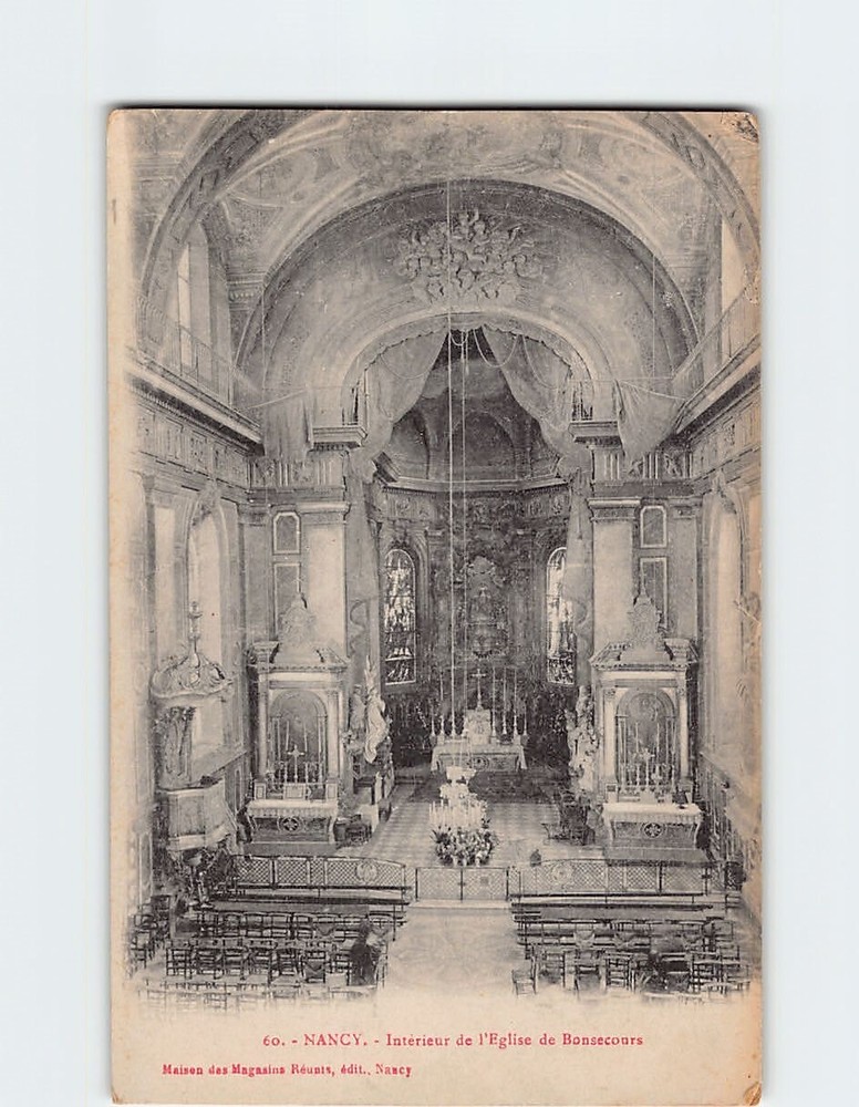 Postcard Interieur de l'Eglise de Bonsecours, Nancy, France