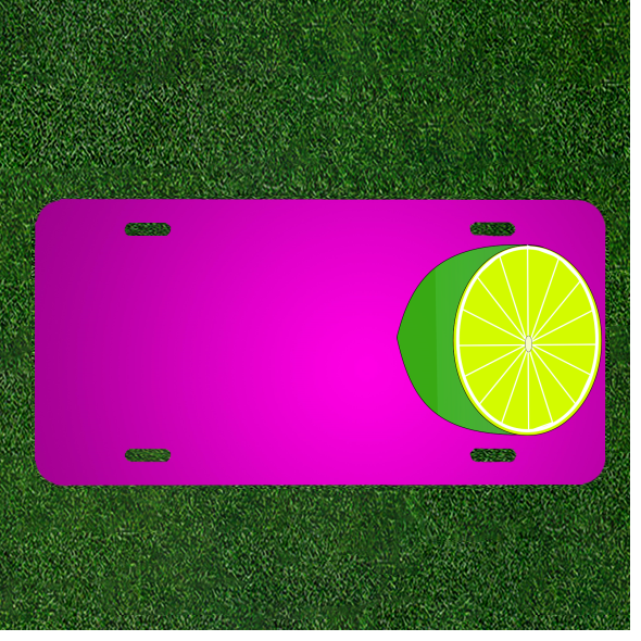 Custom Personalized Car License Plate With Add Names To Lime Half Green Fruit