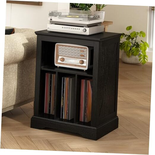 Vintage Farmhouse 3-Tier Turntable Stand with Vinyl Storage for Records  