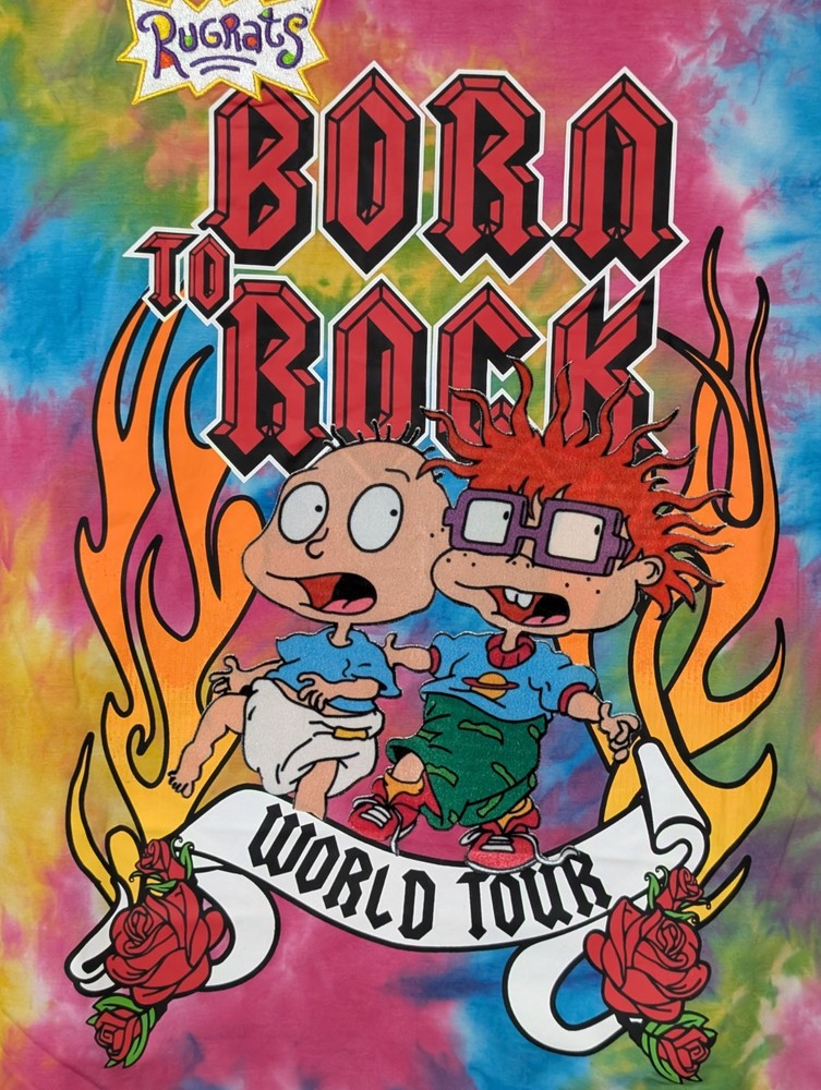Nickelodeon Men's T-shirt Rugrats Tie-Dye Born To Rock World Tour POBS 2XL #6308