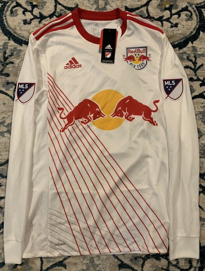 Adidas New York Red Bulls Soccer Jersey Men’s Medium White Long Sleeve