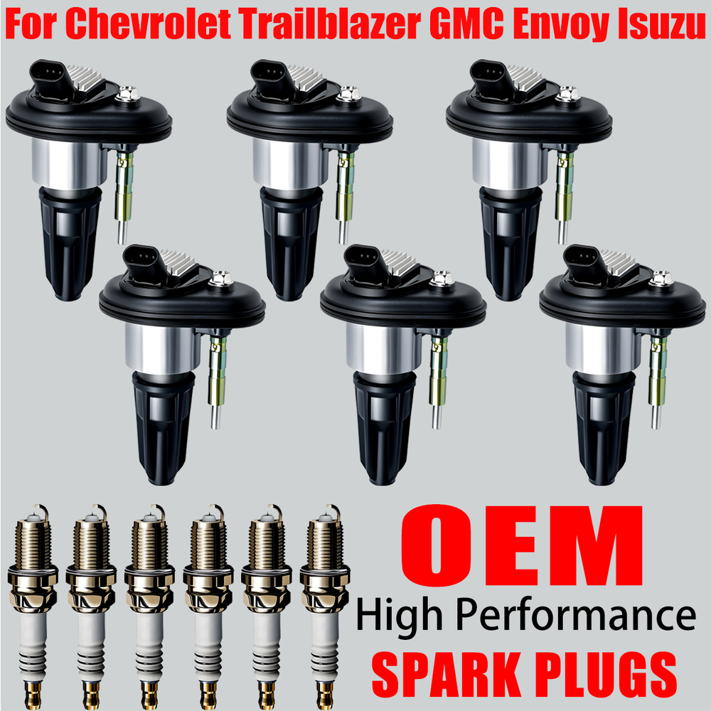 6X OEM Ignition Coil & Iridium Spark Plug For Chevy Trailblazer GMC Envoy UF303