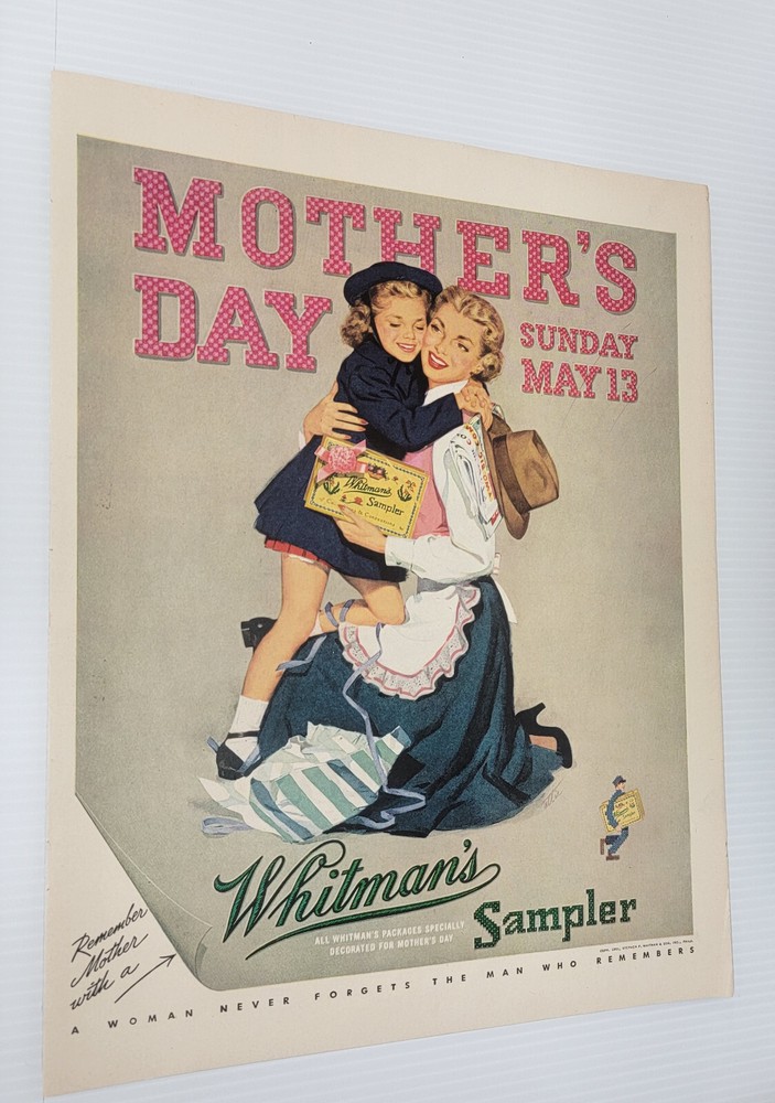 1951 Whitman's Chocolates Mother's Day Vintage Print ad 11 x 14