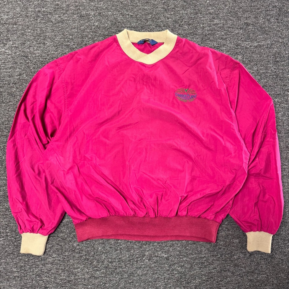 Vintage 90s Duckster Timber Point Country Club Windbreaker Mens Sz XL Pink