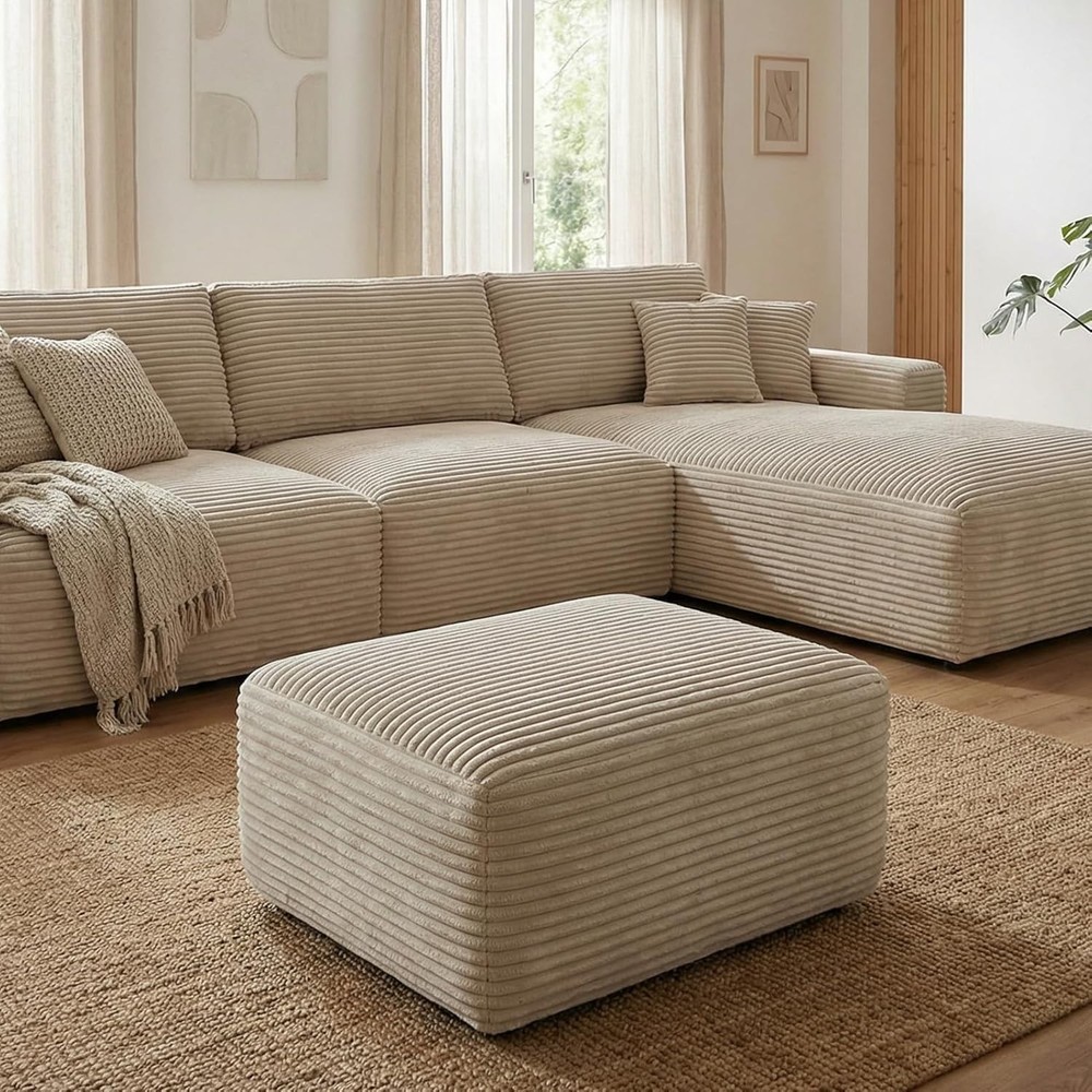 Modular Sectional Sofa Couch 103.5” & 37.0” Beige, L-Shaped Sectional Couches...