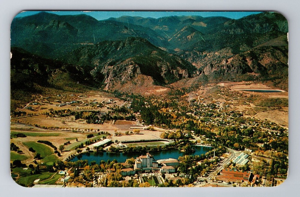 Colorado Springs CO-Colorado, Aerial Broadmoor Hotel Ice Palace Vintage Postcard