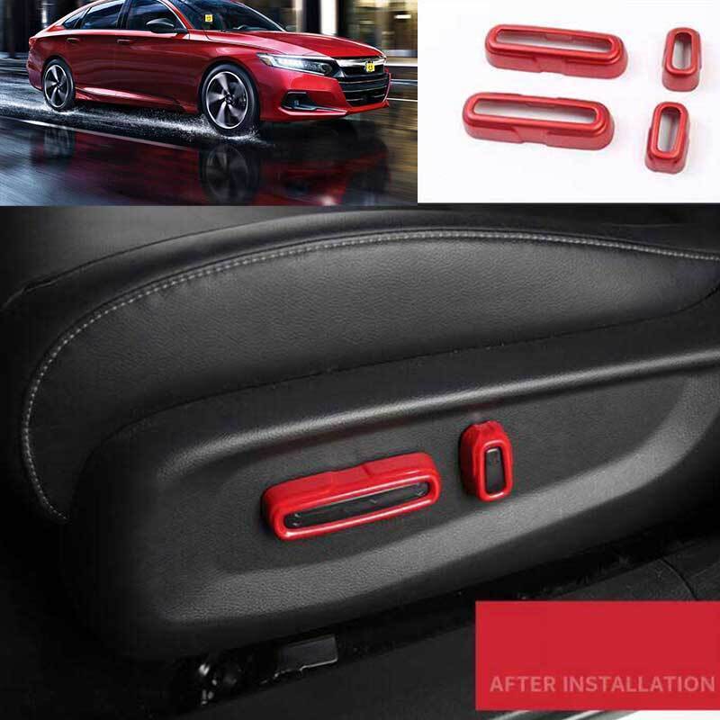 For Honda Accord 10th 2018-2022 Red Seat Adjustment Button Frame Cover Trim 4pcs
