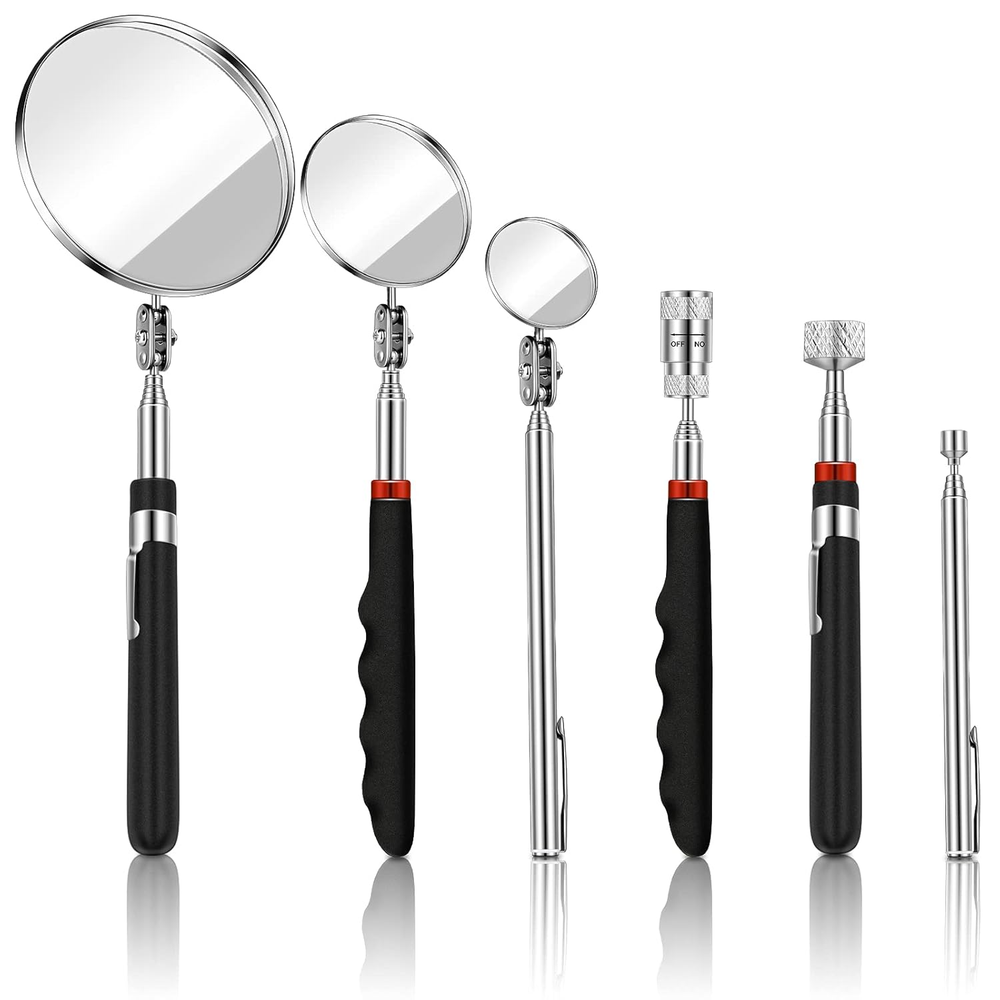 6 Pieces Telescoping Inspection Mirror Mechanic Magnet Stick Magnetic Pick up To