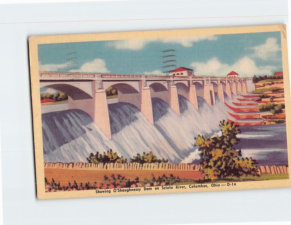 Postcard O'Shaughnessy Dam on Scioto River Columbus Ohio USA