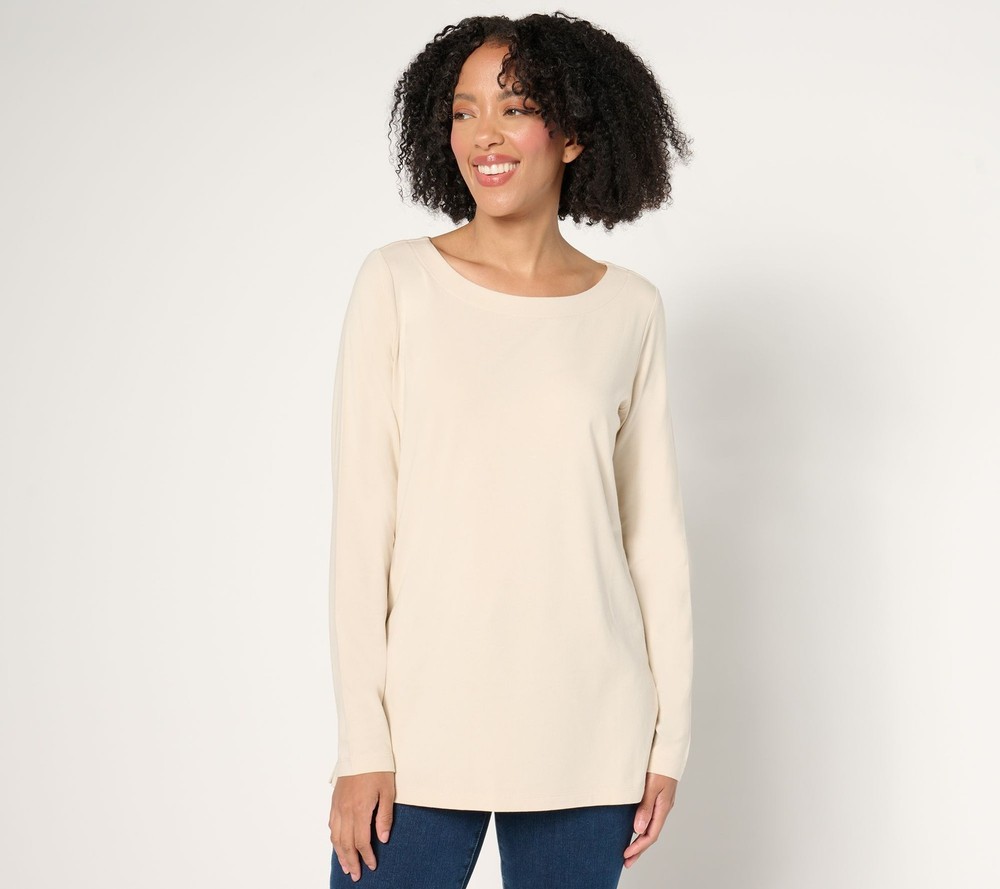 Belle by Kim Gravel Women's Top Sz M Primabelle Knit Long Sleeve White A674041
